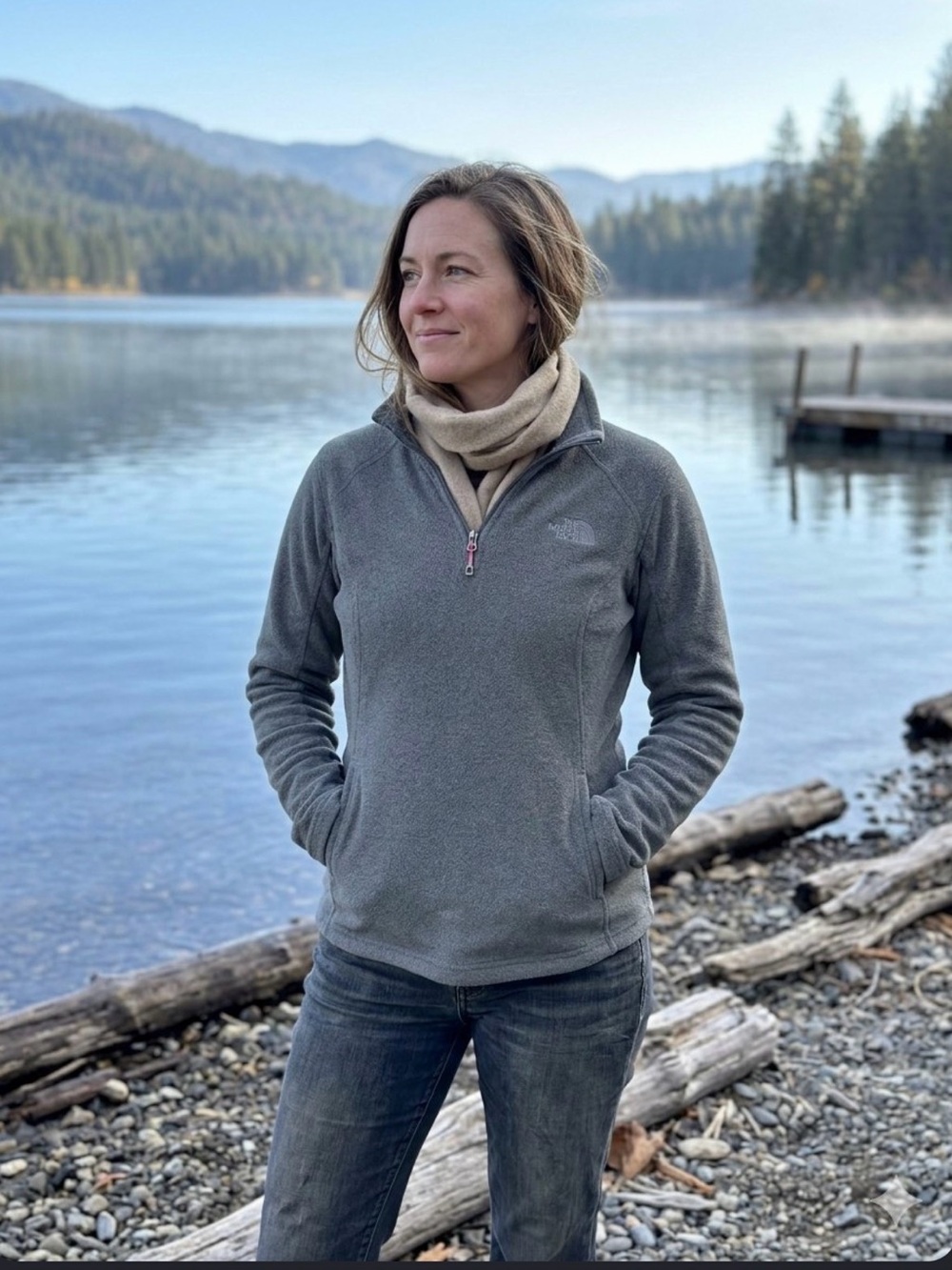 The North Face Women's Charcoal Gray 1/4 Zip Fleece Pullover